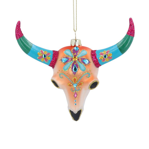 Painted Glass/Jewel Cow Head Dec