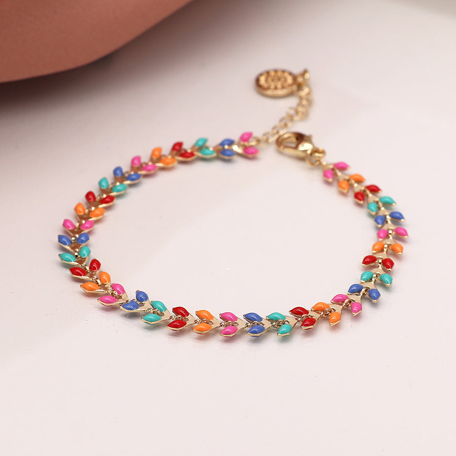 Multicolour Epoxy Good Droplet Chain Bracelet
