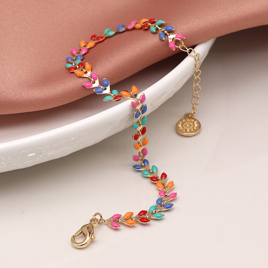 Multicolour Epoxy Good Droplet Chain Bracelet