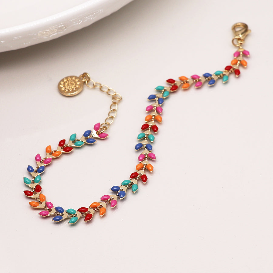 Multicolour Epoxy Good Droplet Chain Bracelet