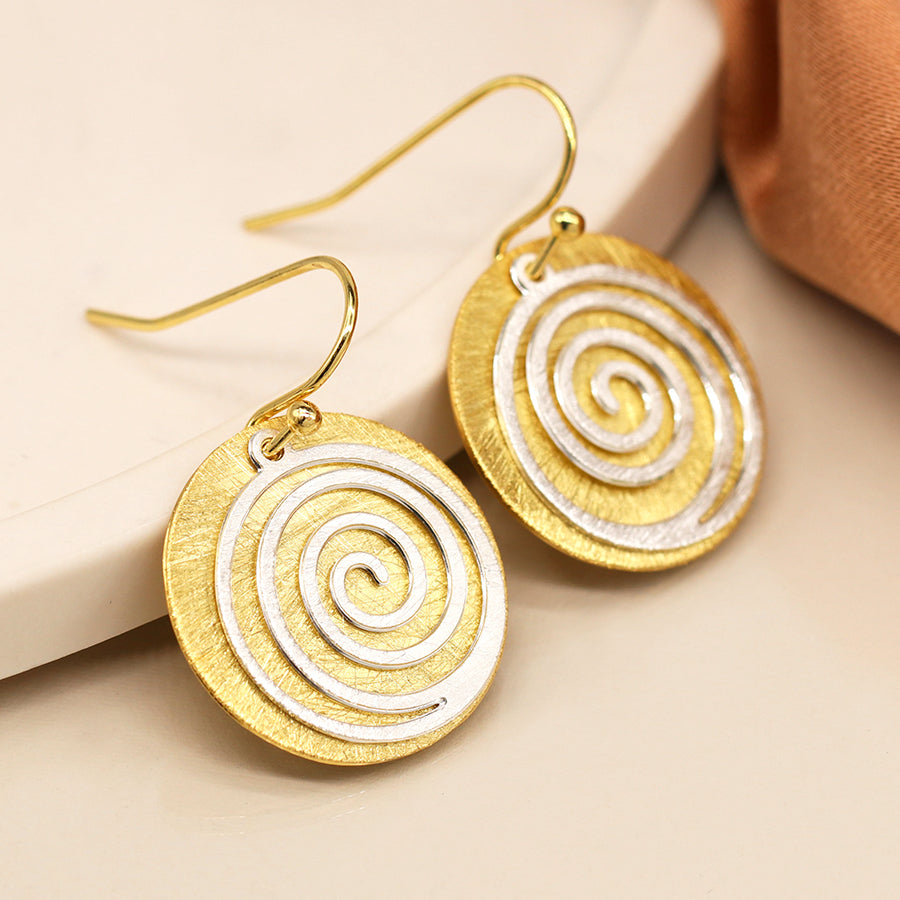 Brushed Faux Gold Swirl Earrings