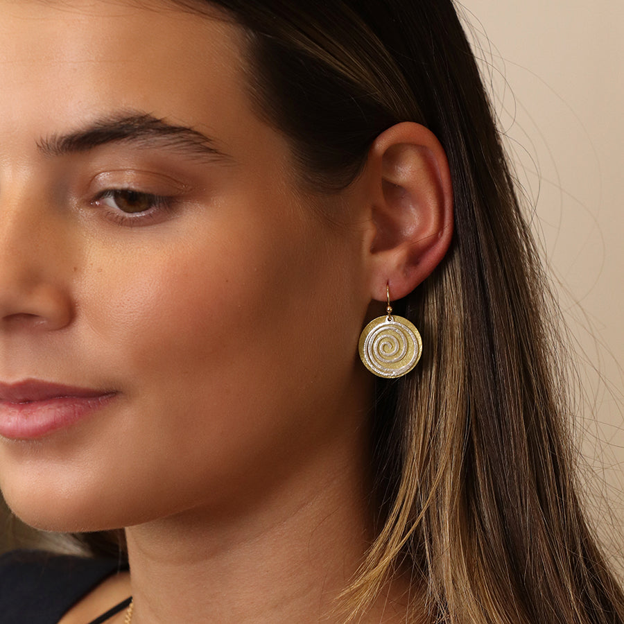 Brushed Faux Gold Swirl Earrings