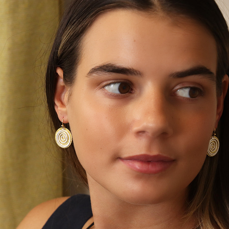 Brushed Faux Gold Swirl Earrings