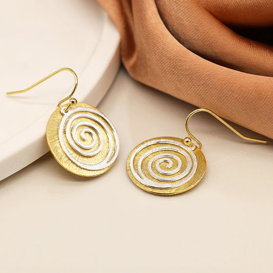 Brushed Faux Gold Swirl Earrings