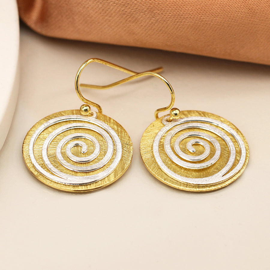 Brushed Faux Gold Swirl Earrings