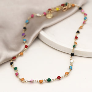 Rainbow Enamel Multi Hearts Necklace