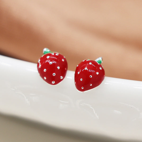 Strawberry & Flower | Silver Plated Triple Stud Set