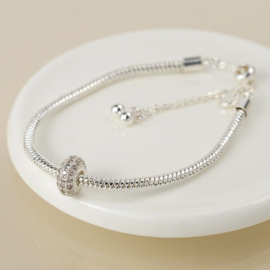 Silver Plated Pavé Crystal Hoop Bracelet
