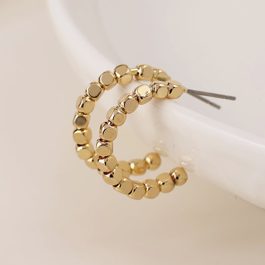 Gold Plated Tiny Beaded Hoop Earrings