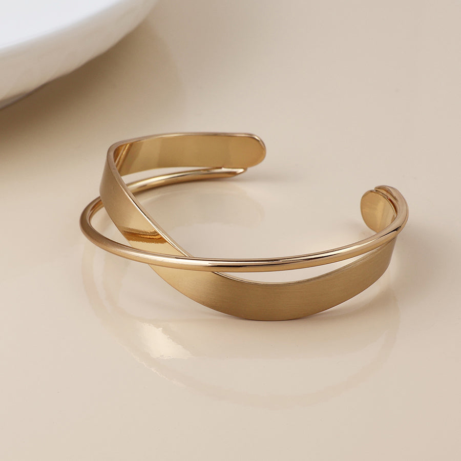 Faux Gold Cross Over Wrap Bangle