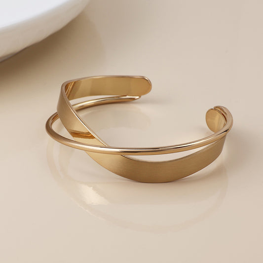 Faux Gold Cross Over Wrap Bangle