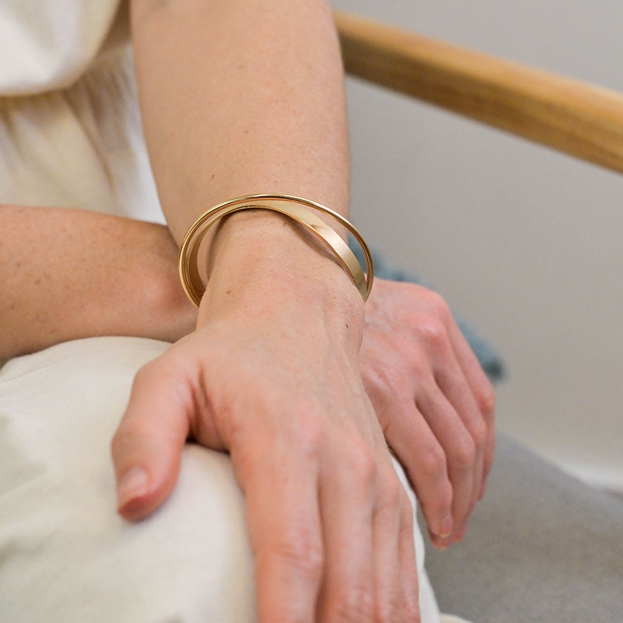 Faux Gold Cross Over Wrap Bangle