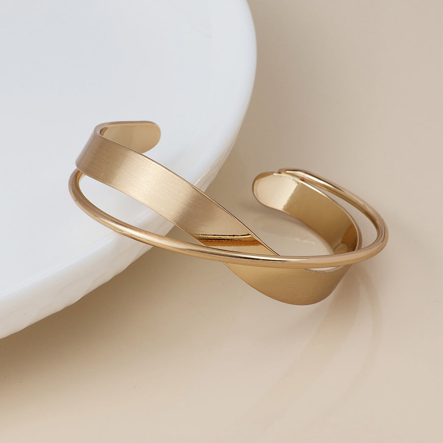 Faux Gold Cross Over Wrap Bangle