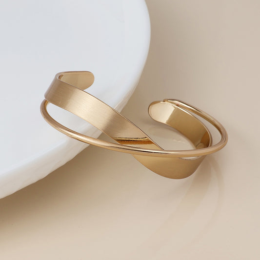 Faux Gold Cross Over Wrap Bangle
