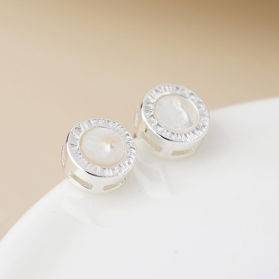 Silver Plated Roman Numeral Stud Earrings