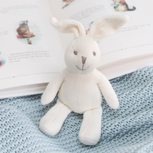 Knitted White Bunny Baby Rattle