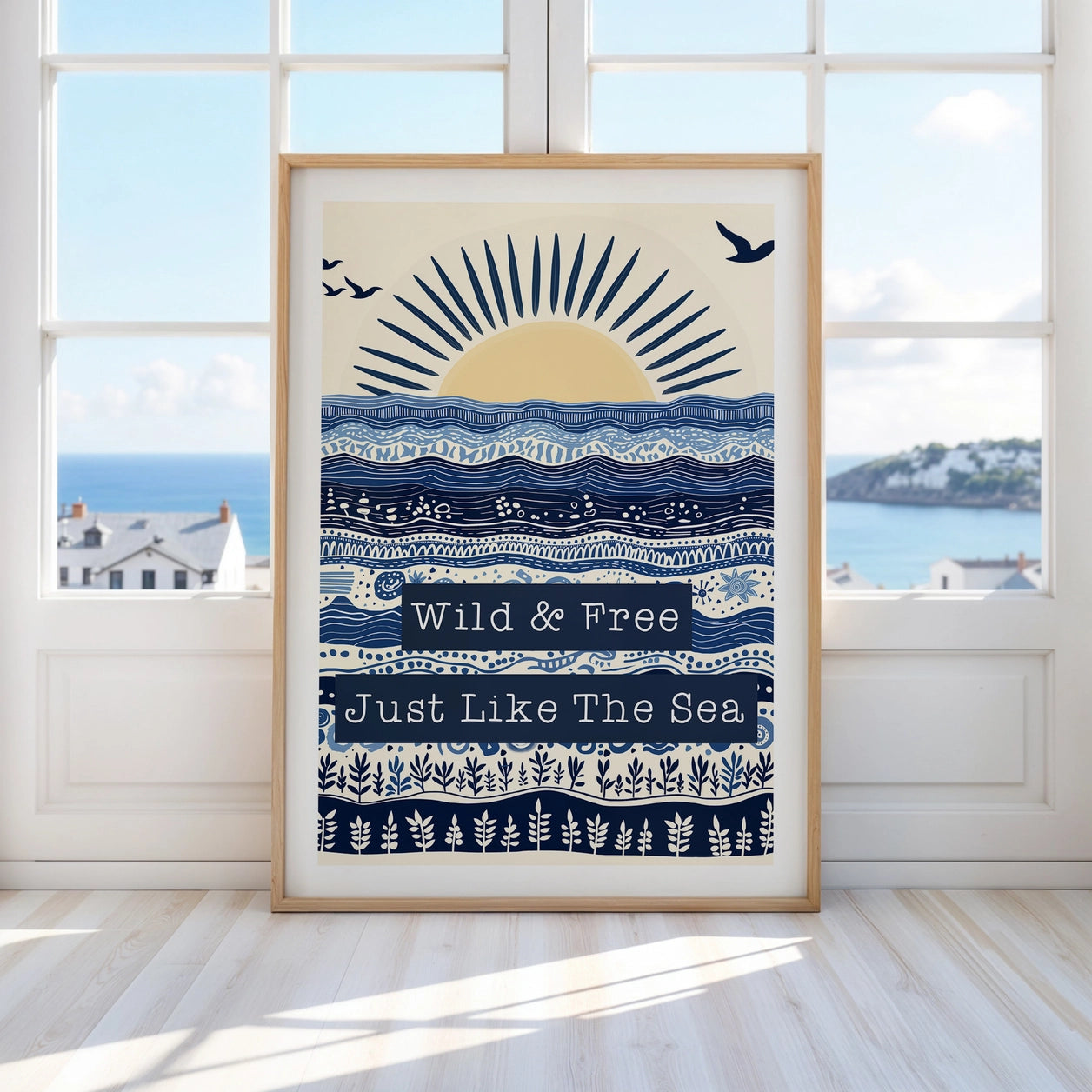 Wild And Free Just Like The Sea Print A4 | Navy Blue