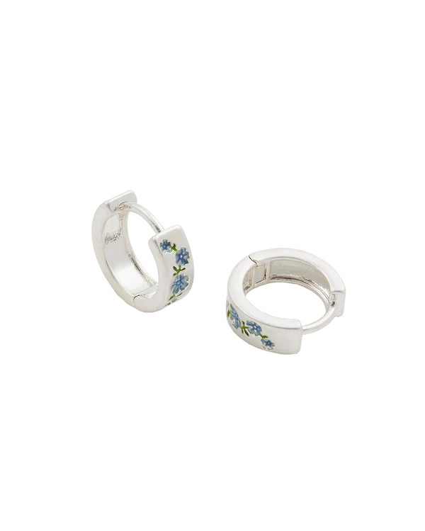 Forget-Me-Not Mini Hoop Earrings | Silver