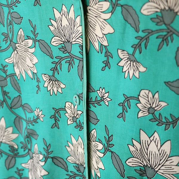 TURQUOISE SPACED OUT FLORAL PYJAMA SET | SIZE MED/LARGE