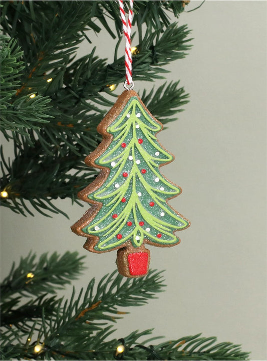Gingerbread Green Tree Resin Dec