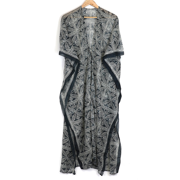 Black Batik Tile Print Kaftan