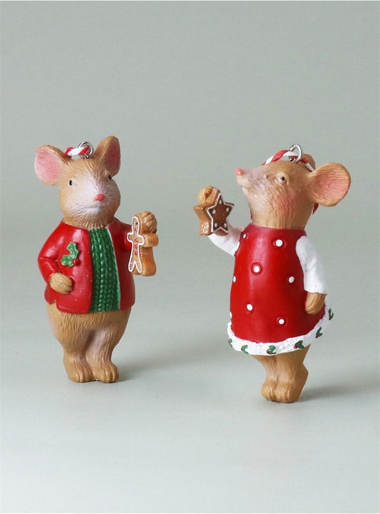 Holly & Alfie Mouse With Gingerbread Resin  Decoration