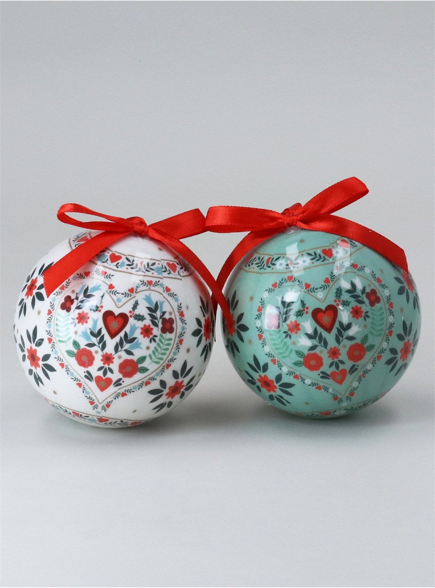 Alpine Bauble with Red Bow Decoration