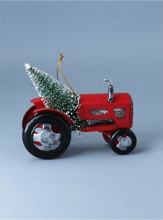 Metal Tractor With Tree Decoration