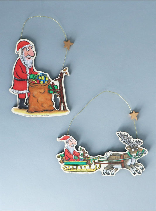 Stick Man & Santa Wood Decoration