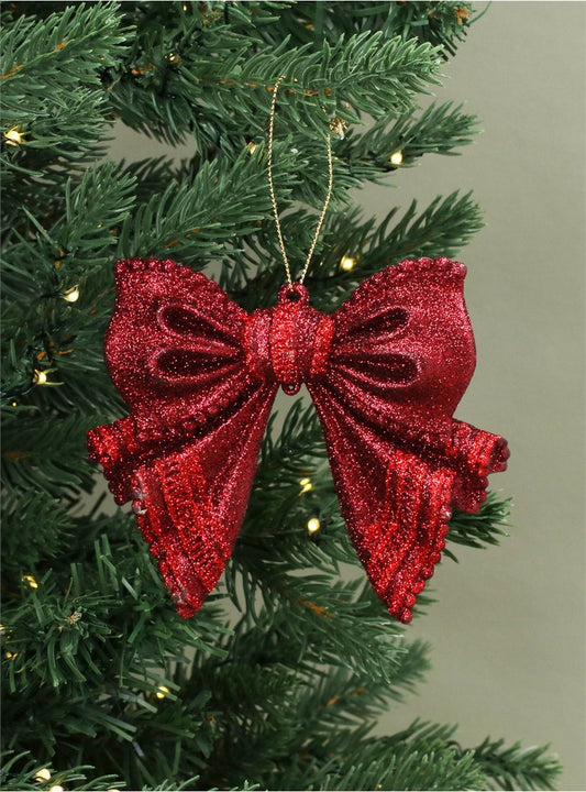 Red Glitter Acrylic Bow Decoration