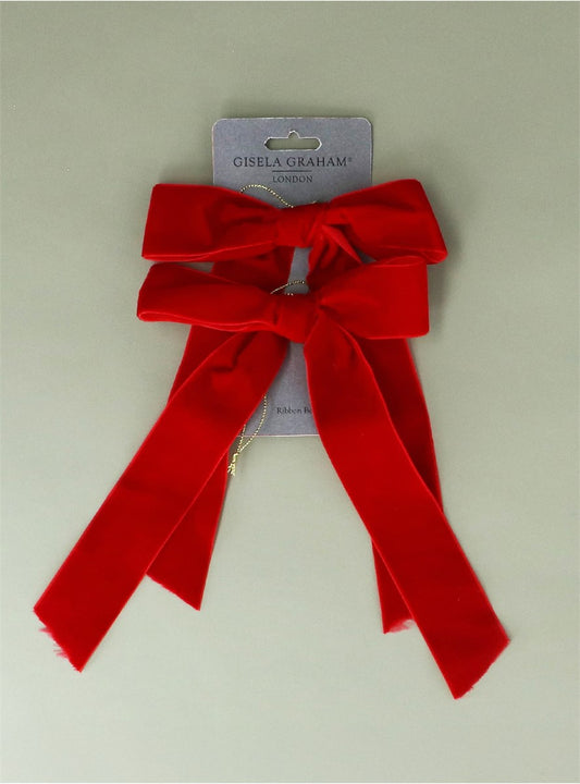 Red Velvet Bow Decoration Pack of 2
