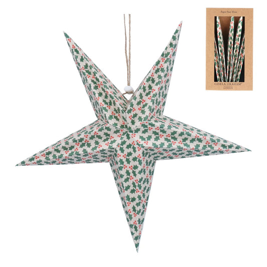 Holly Pattern Paper Star Decoration | Large