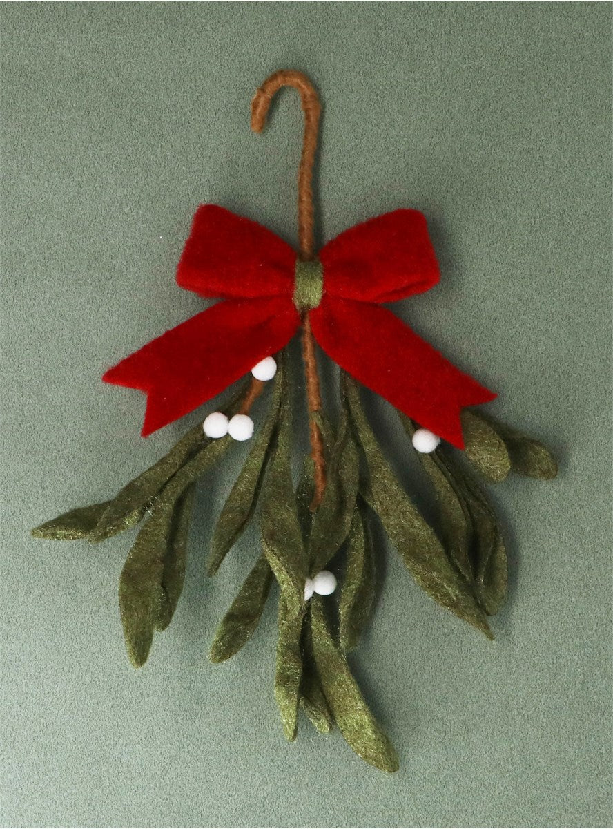 Mixed Wool Mistletoe Bunch With Bow