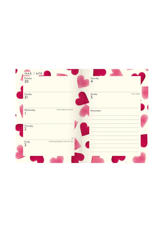 Emma Bridgewater Big Pink Hearts A6 Diary 2026