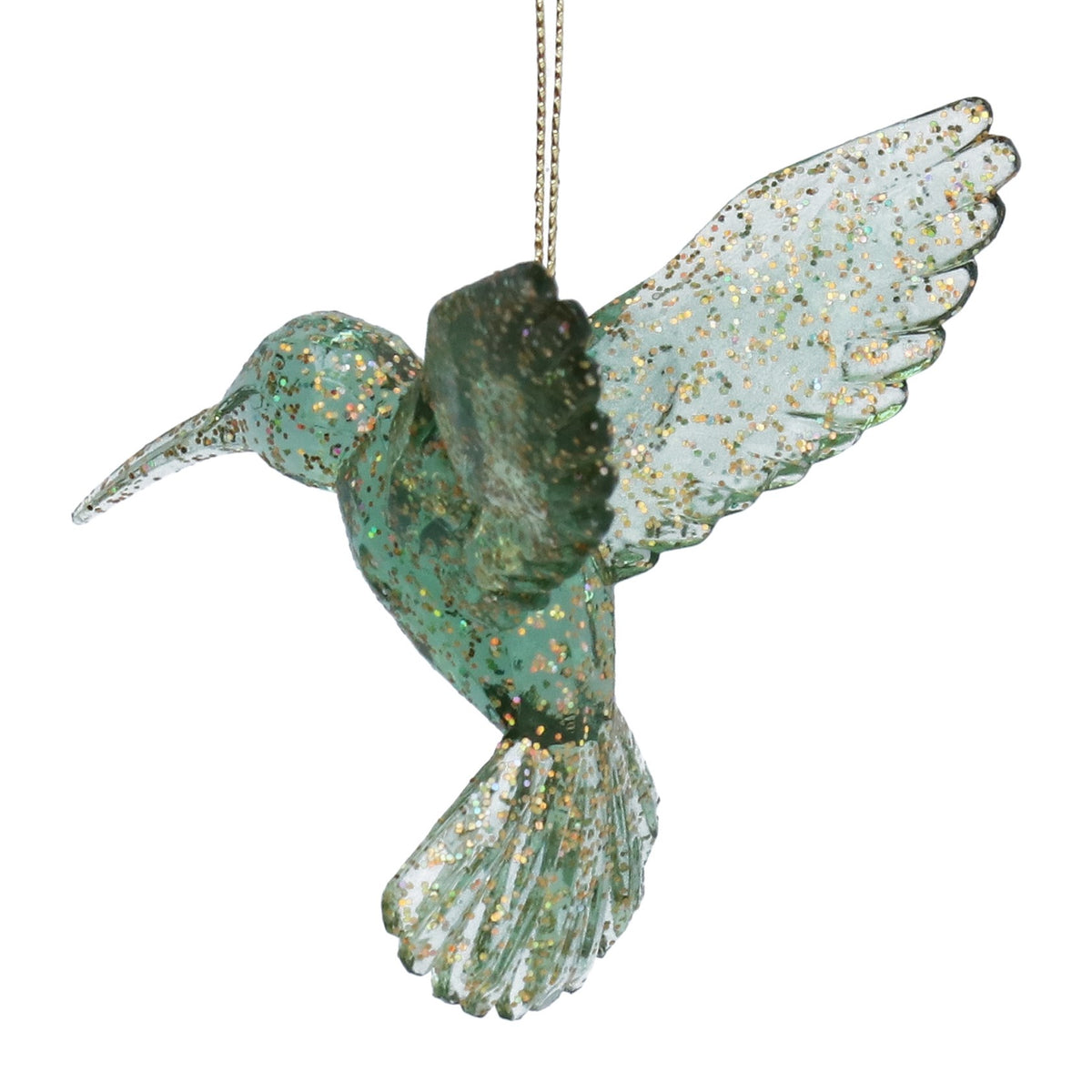 Acrylic Hummingbird 10cm Green & Gold