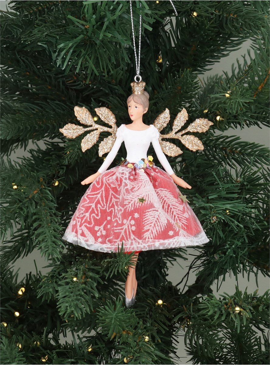 Hanging Decoration | White & Red Iridescent Fairy