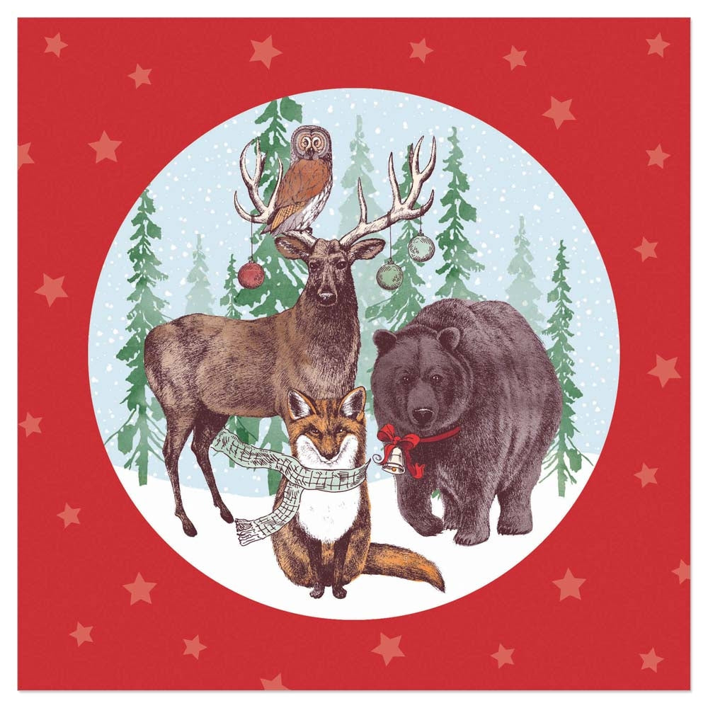 Napkins | Christmas Forest Animals Red | 33x33cm