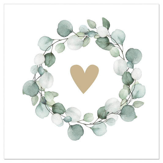 Napkin Eucalyptus & Heart |33x33cm