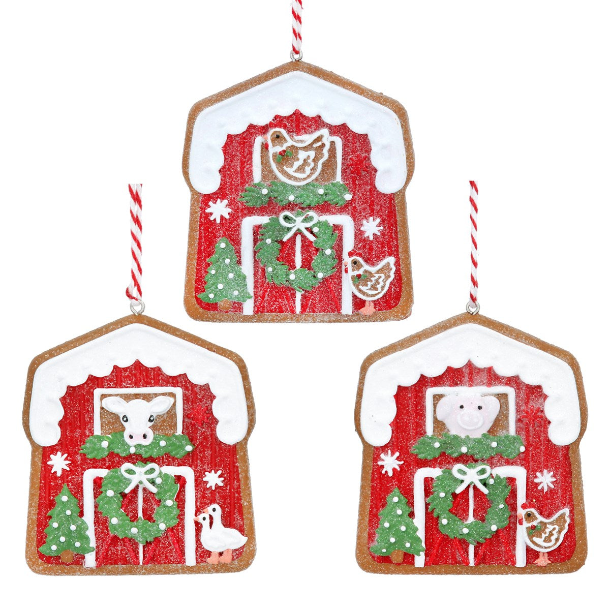 Resin Decorations | Gingerbread Barn | 3 assorted