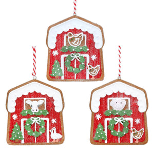 Resin Decorations | Gingerbread Barn | 3 assorted