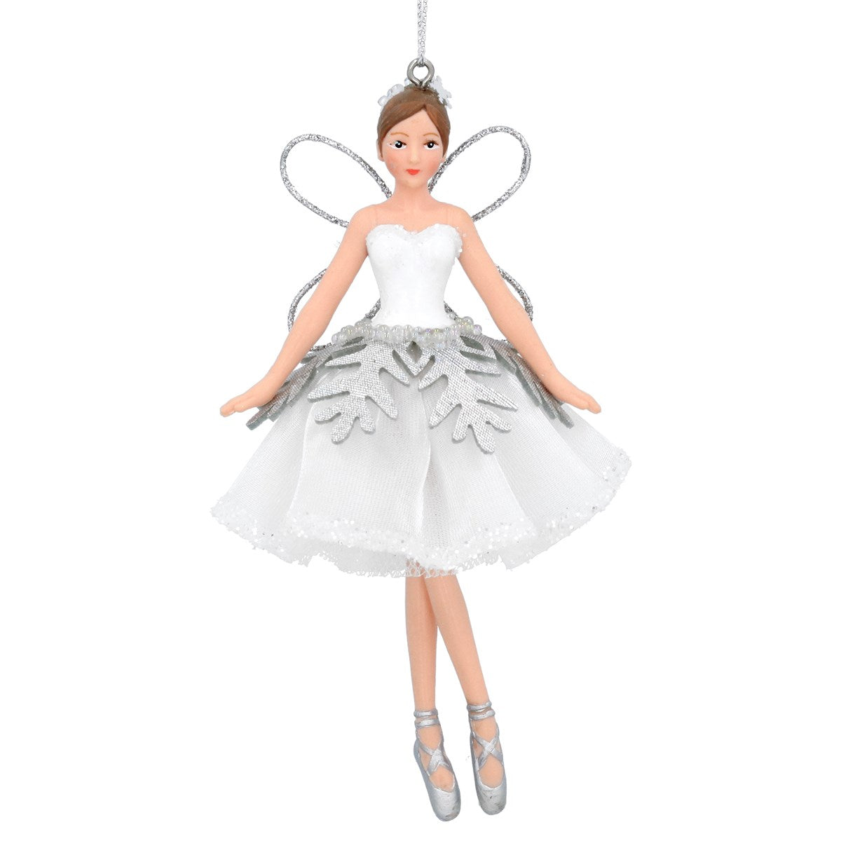 White/Silver Resin/Fabric Standing Fairy