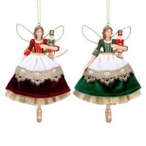 Red/Green Velvet/Gold Lace Resin Nutcracker