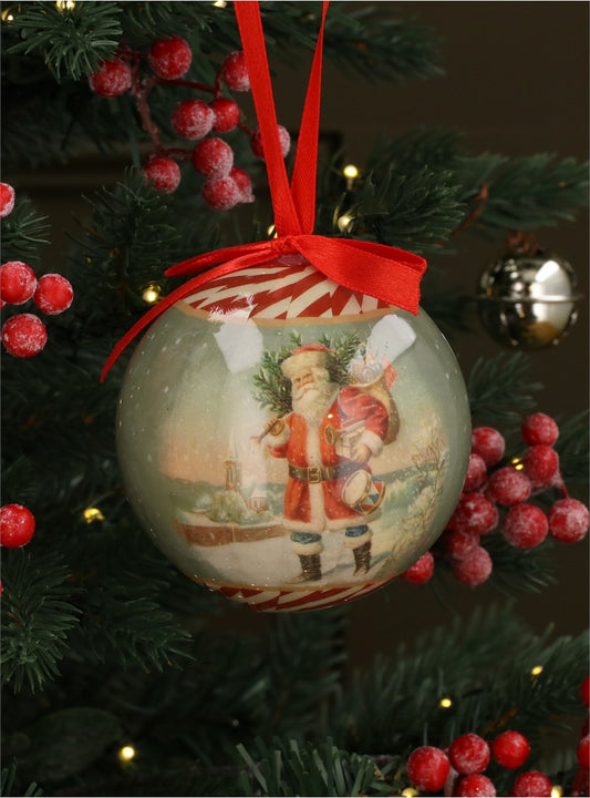 Nostalgia Santa Ball W Ribbon