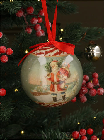 Nostalgia Santa Ball W Ribbon