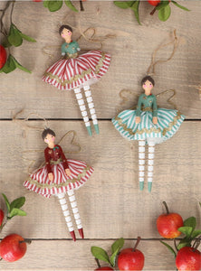 Red/Green/White Stripe Resin/Fabric Fairy