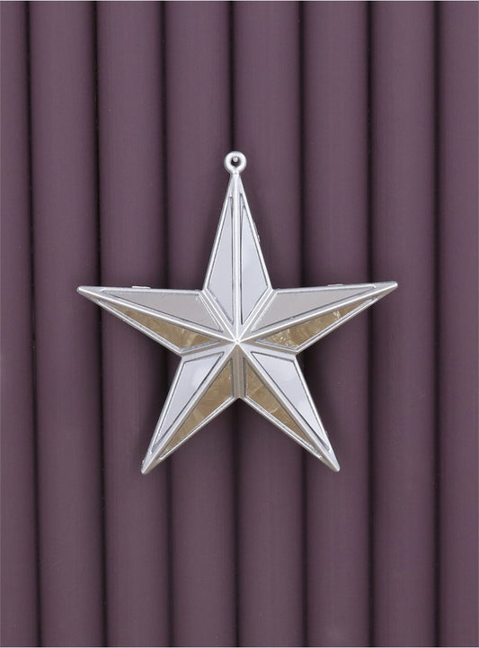 Silver Acrylic 5-Point Mirror Star Dec