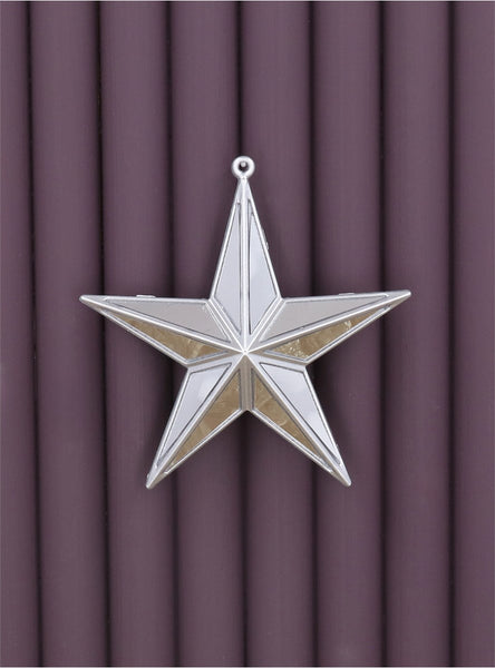 Silver Acrylic 5-Point Mirror Star Dec