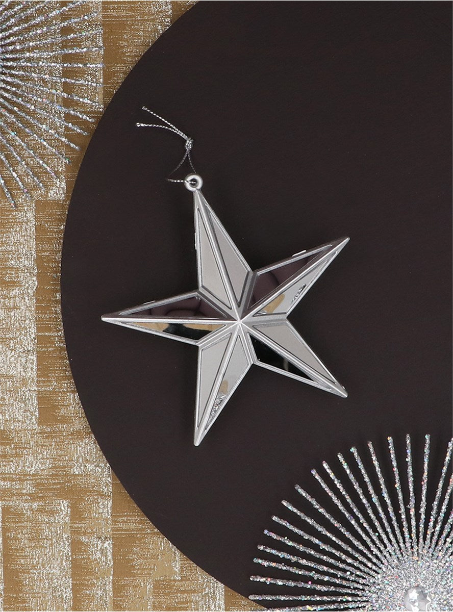 Silver Acrylic 5-Point Mirror Star Dec