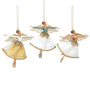 Cream/Gold/Green Resin/Fabric Fairy Dec