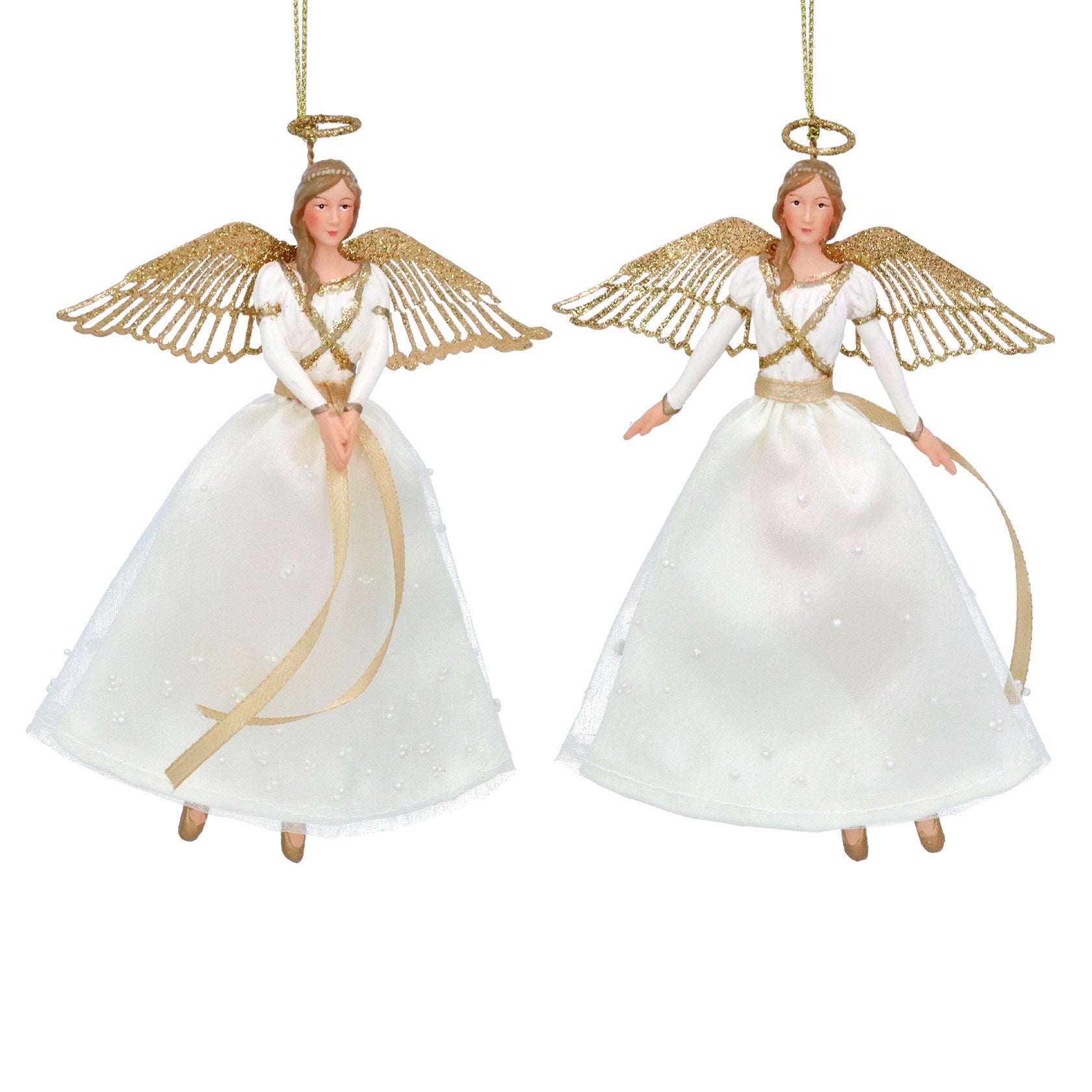 Cream/Gold Resin/Fabric Angel Dec